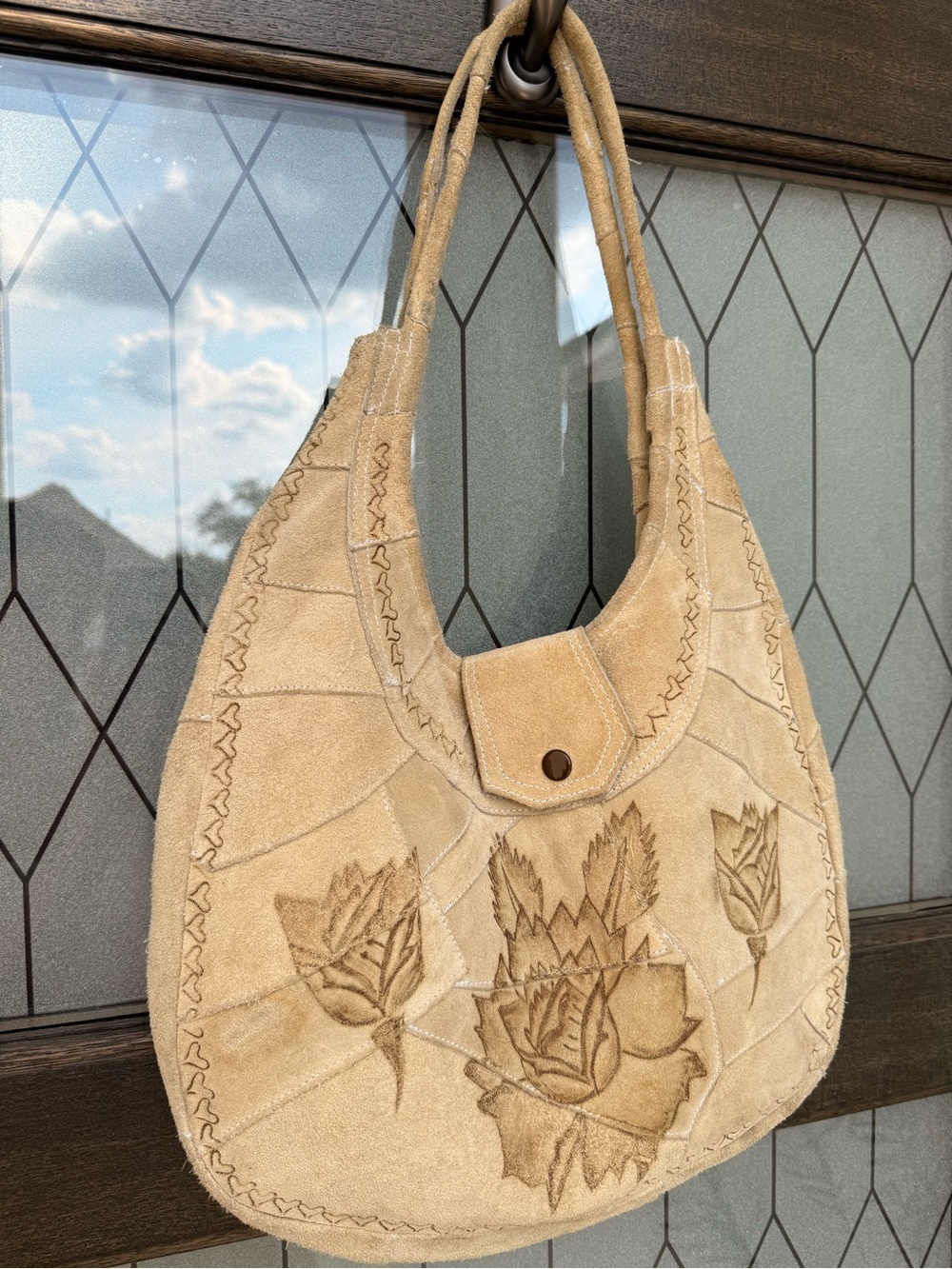 Suede slouchy shoulder bag